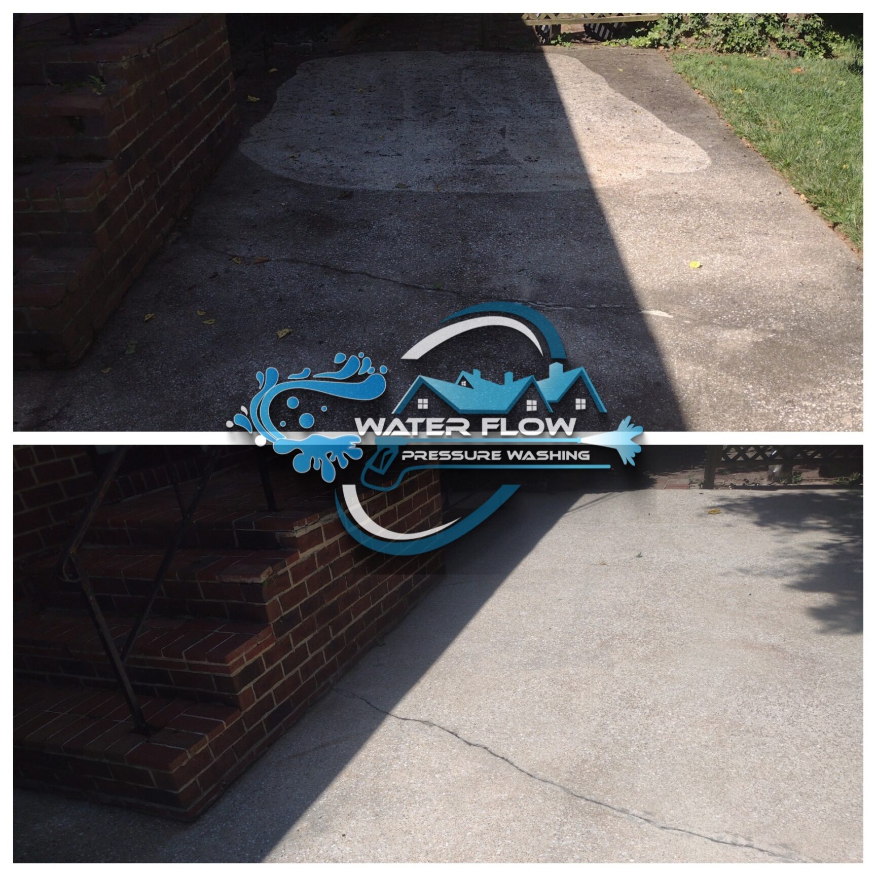 Concrete Cleaning by Waterflow Pressure Washing