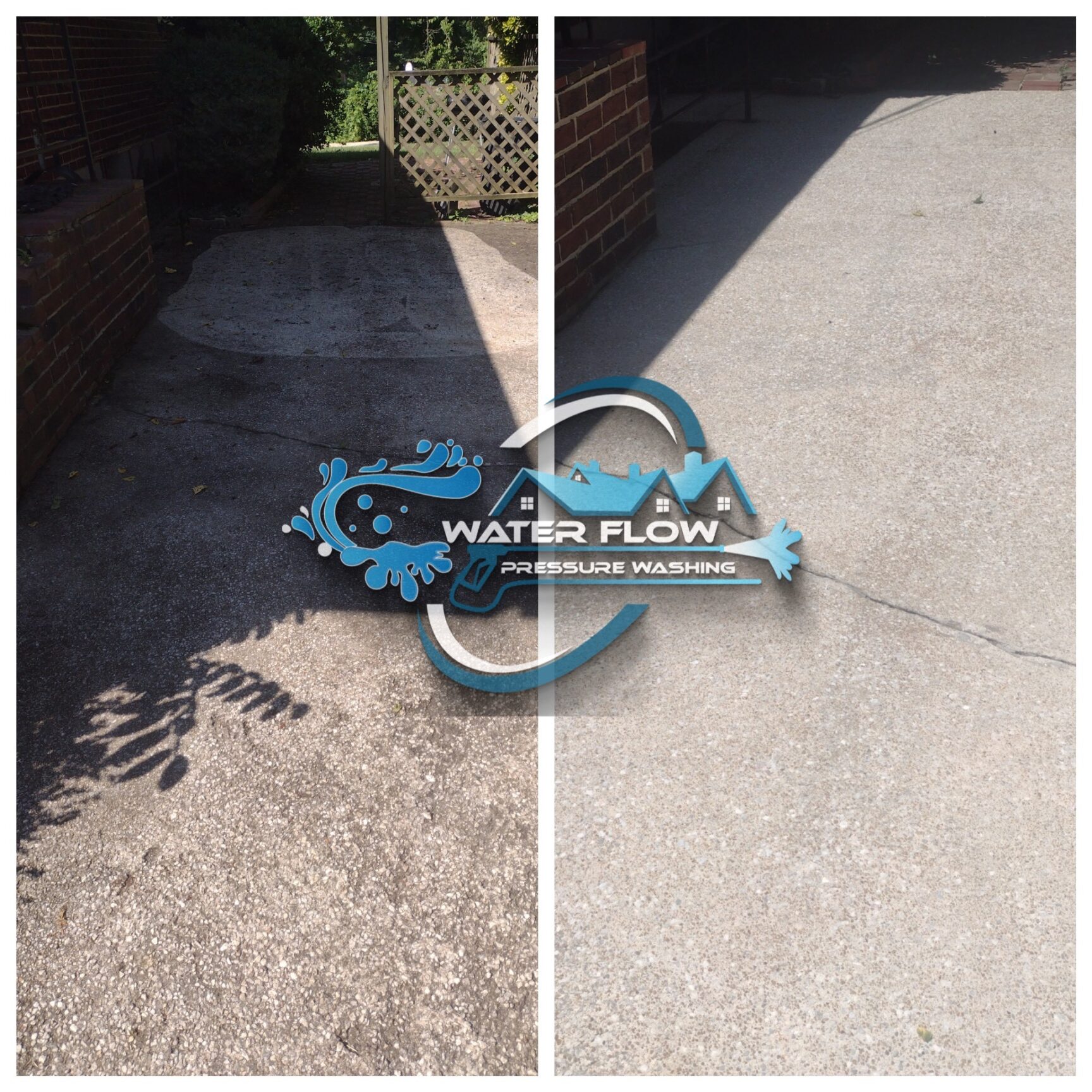 Concrete Cleaning by Waterflow Pressure Washing
