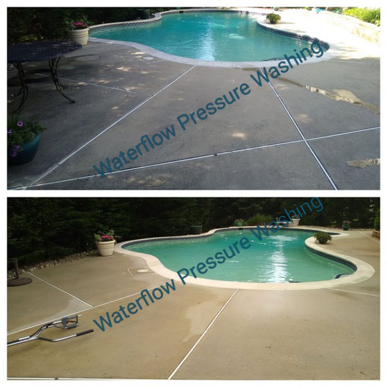 Concrete pool pressure washing services | Waterflow Pressure Washing