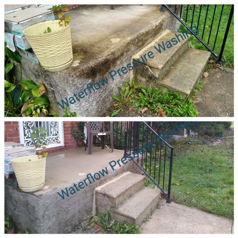 Concrete stair power washing | Waterflow Pressure Washing